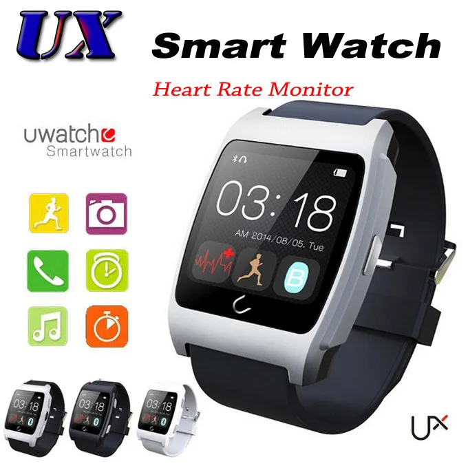 

20PCS U Watch UX Bluetooth SmartWatch Heart Rate Smart Watch Waterproof Pedometer WristWatch Sync For Android iPhone Smart Phone