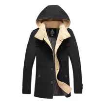 Kostenloser Versand männer Klassische Einreiher Dünnen Warmen Mantel Winterjacke Männer Größe M-5XL