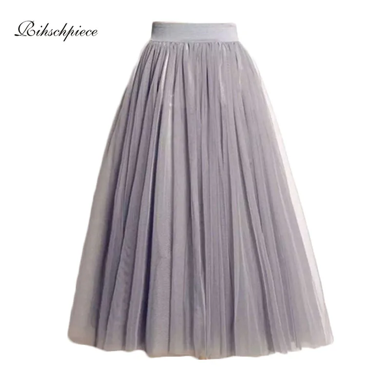 

Rihschpiece Long Tulle Skirt Vintage Maxi Skirts Womens Plus Size Black Tutu Skirt Pleated Sexy High Waist Skirts RZF030