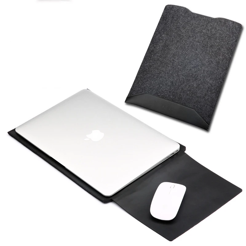 New Wool Felt For Macbook Air 13 A1466 Laptop Cover Wool Felt Pouch Bag PU Leather For Macbook Air 13 Laptop Sleeve Pouch Bag (4)