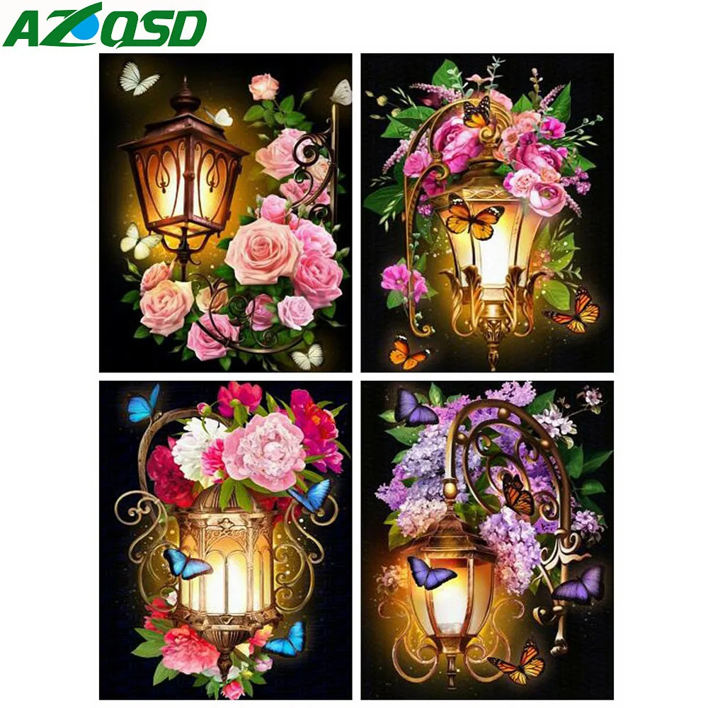 AZQSD 5d Diy Diamond Painting Flowers Diamond Embroidery Full Set Picture Of Rhinestones Home Decoration Cross Stitch Kits