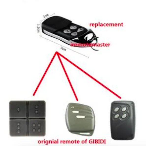 

Replacement for GiBiDi AU1600 , GiBiDi Domino Compatible Multi gate or garage remote control