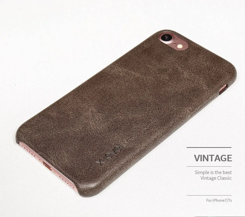 X-Level Vintage Case For iPhone 8 Plus PU Leather Retro Case For iPhone 8 7 7Plus 6 6S Plus X Ultra thin Protective Back Cover 