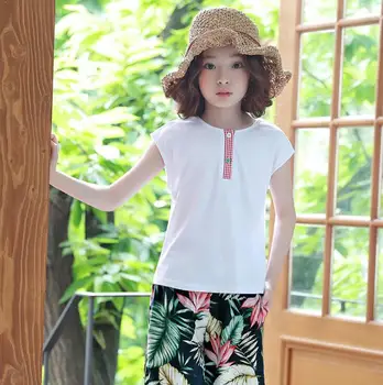 

2019 Korean style girls t-shirt cotton fashion summer girls top 6-11t B396