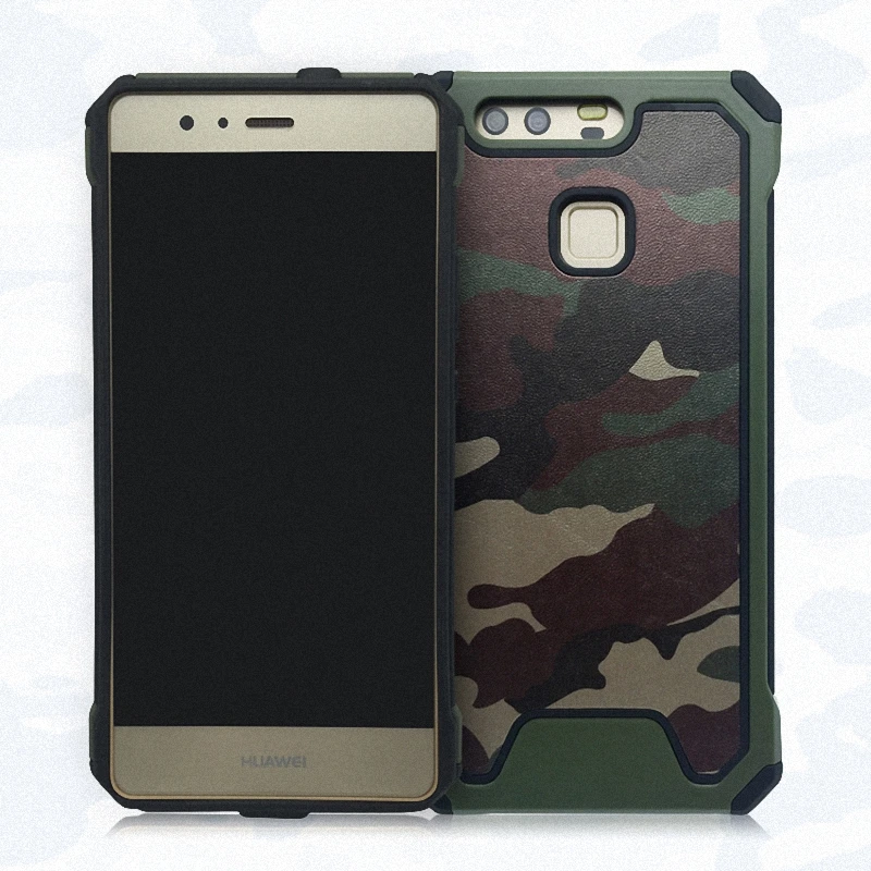 

Outdoor Anti-Shock Camo Green Case Back Cover for Huawei P9 Lite 2017 P10 Lite Case Cover Hybrid PC TPU Shockproof Coque Funda