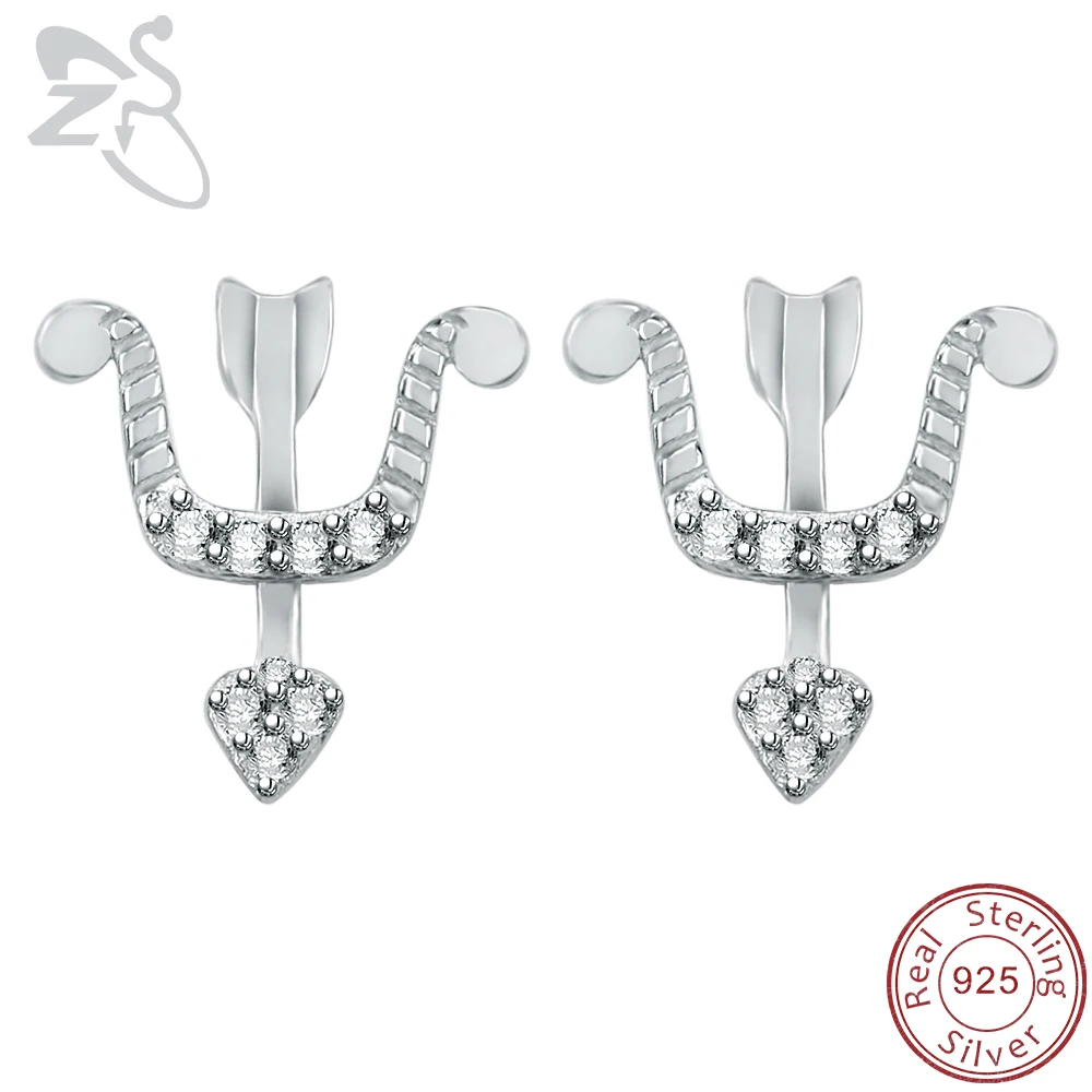 Женские серьги гвоздики ZS Cupid's Arrow из стерлингового серебра 925 пробы с
