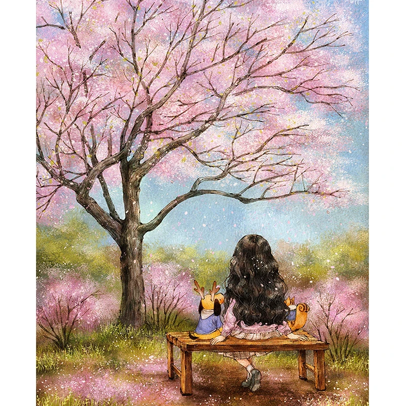 

5D Sakura girl image FULL diy diamond painting mosaic pattern cross stitch room decor diamond embroidery puzzle entertainment