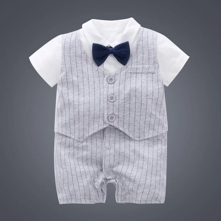 Костюмы для маленьких джентльменов из хлопка галстук для смокинга, Одежда для новорожденных мальчиков от 0 до 24 месяцев комбинезоны для малышей - Цвет: 3 Short