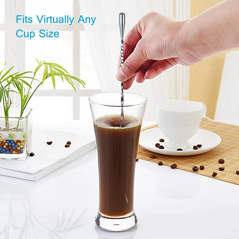 30cm Stainless Steel Teardrop Barspoon Cocktail Mixer Bar Puddler Stirring Cocktail Spoon Ladle Stirrer Martini Bar Tool