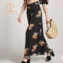 Новинка, летняя женская юбка с оранжевым фруктовым принтом, в горошек, сексуальная, с разрезом, высокая талия, богемная, повседневная, модная, черная, макси юбка, vestidos