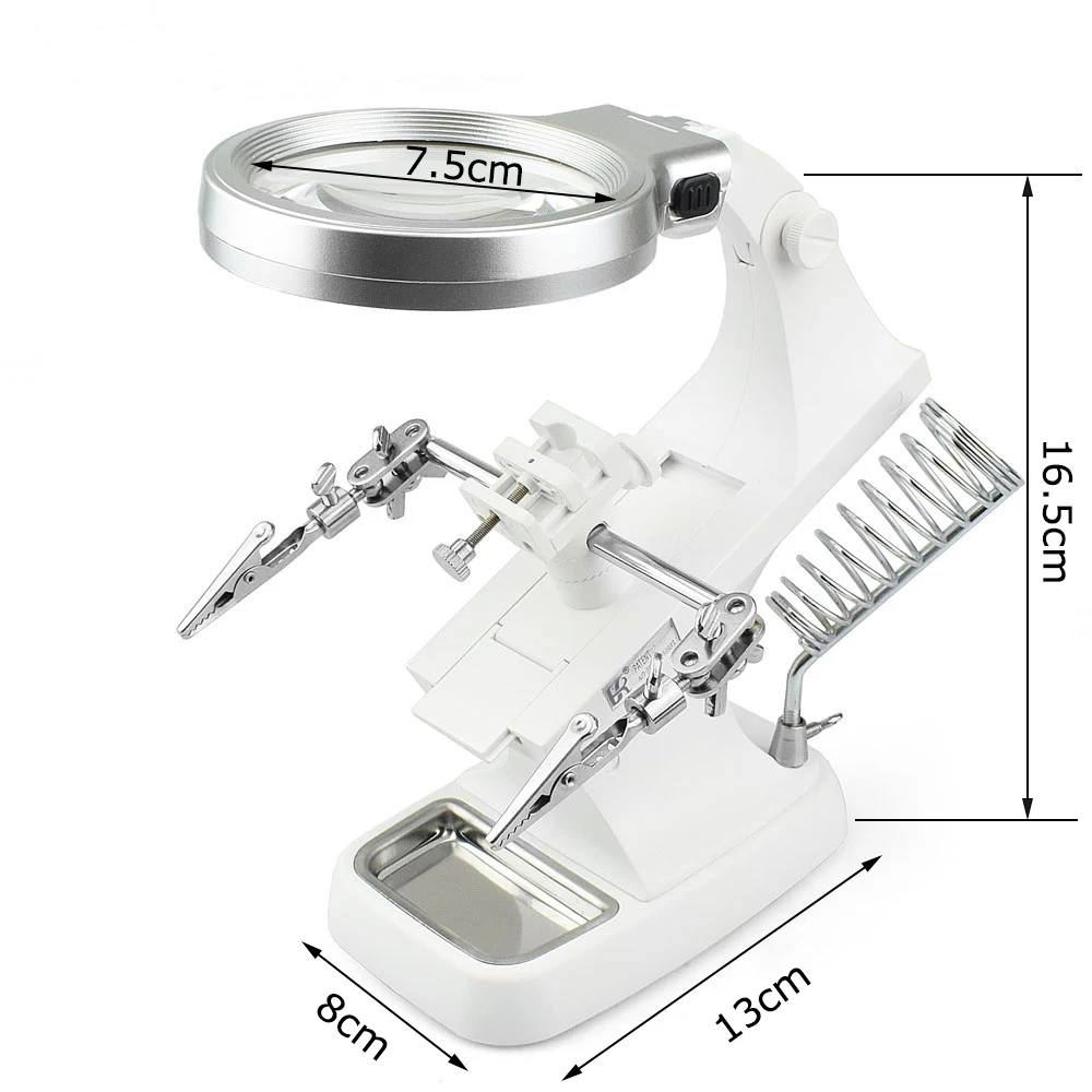 Регулируемый 3 руки паяльник стенд сварки Лупа с подсветкой очки светодиодный крокодил держатель зажим