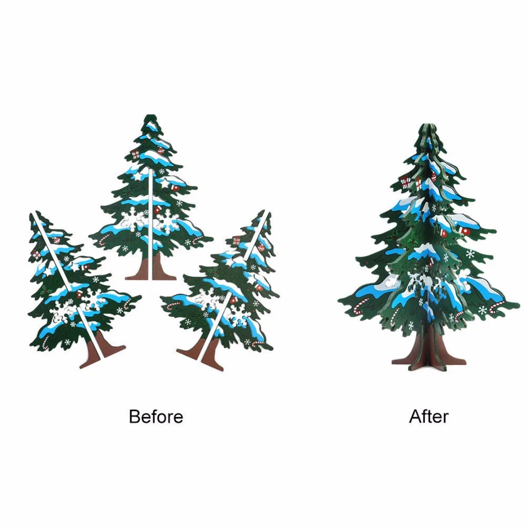 DIY 16.5cm Wooden Christmas Tree Festival Party Ornaments Xmas Table Desk Decor 3D