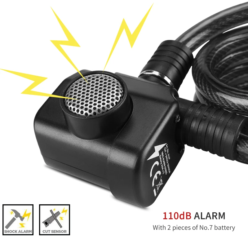 Замок сигнализации ULAC для велосипеда мотоцикла стальной велосипеда|cable bike lock|bike