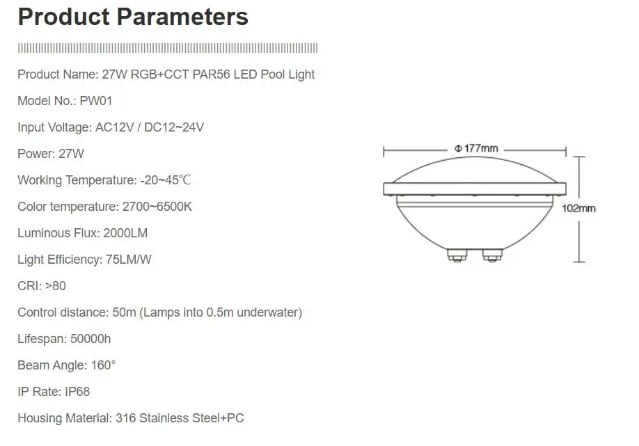 Mi светильник DC12-24V IP68 9 Вт 15 Вт 27 Вт подводный светильник RGB+ CCT подводный светильник Настенный 27 Вт RGB+ CCT PAR56 Светодиодный светильник для бассейна 433 МГц