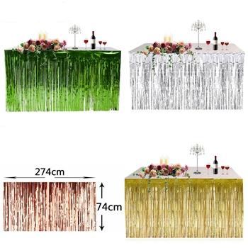 

Fringe Tassel Table Skirt Foil Summer Beach Party Metallic Tinsel Decor