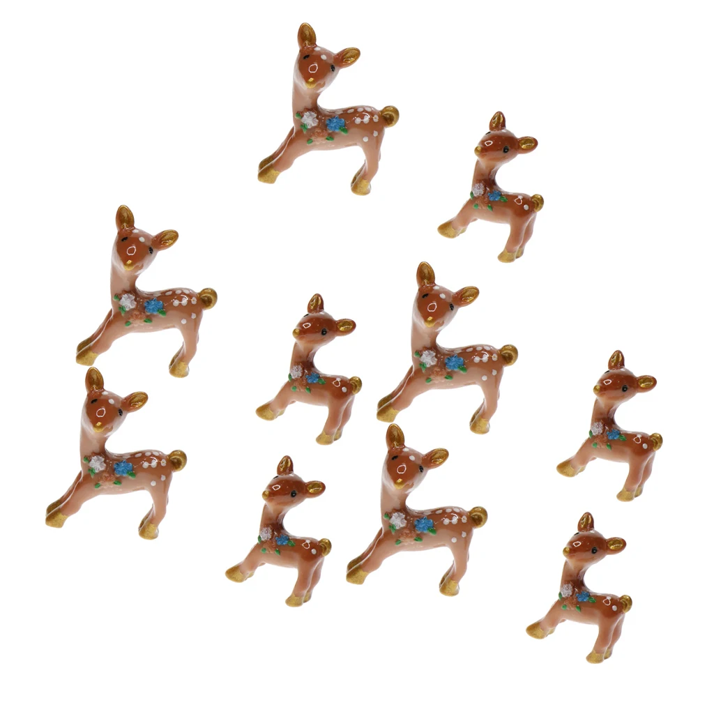 10pcs Miniature Garden Ornaments Miniature Ornaments Decor Cute Deer Landscaping Garden Statues for DIY Decoration