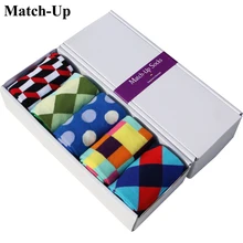 Match Up Free Shipping combed cotton brand men socks colorful dress socks 5 pairs lot no