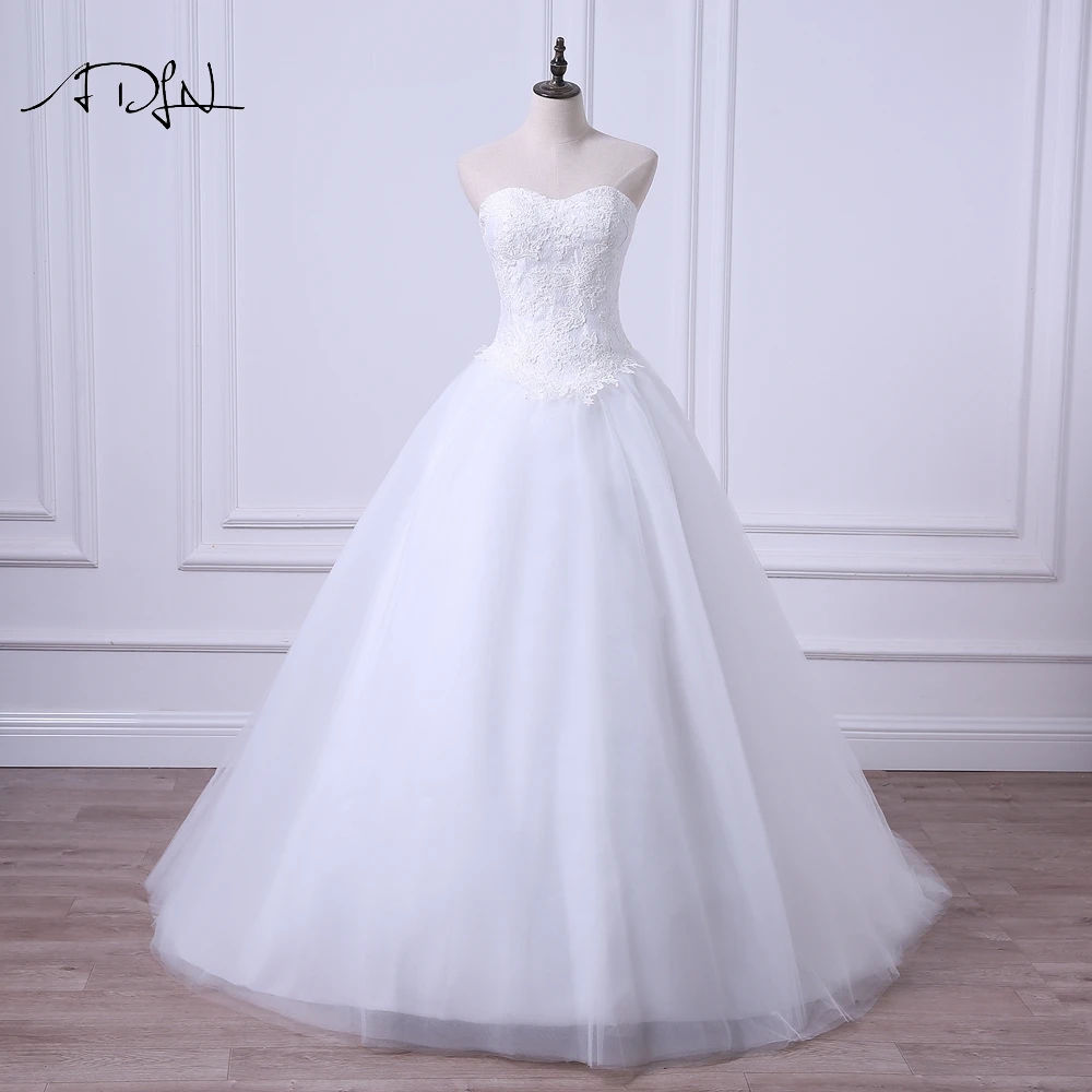 

ADLN Sweetheart Corset Lace Wedding Dresses Elegant Custom Made Tulle A-line Princess Bridal Gown Vestidos de Casamento 2019