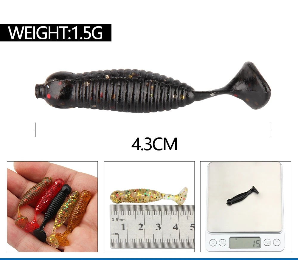 Spinpoler Cheap Sale Winter Fishing Lures 10pcsLot 45mm 1.5g Mini Soft Lure Shad Winter Fishing Carp Fishing Tackle  (2)