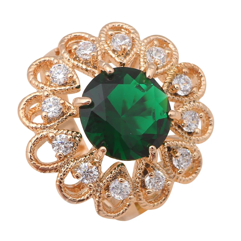 

Health Nickel & Lead Free Zircon Fashion Jewelry Fresh Green Zirconia Inlay Gold color Ring USA Size #6#7#9#10 JR2014A