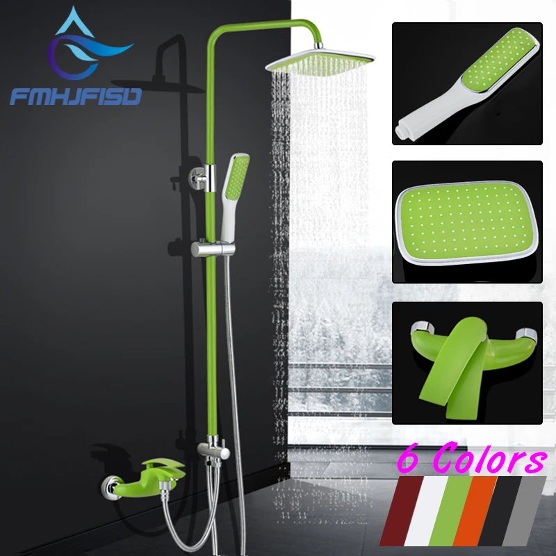 Colorful Bathroom Shower Faucet Set Rainfall Green Shower Head with