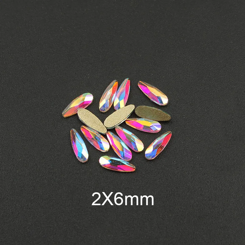 Мода Кристалл AB 30/100 шт./лот 3D дизайн ногтей длинная водяная капля необычной формы красочные стеклянные камни для 3D художественное оформление ногтей - Цвет: Drop 2x6mm