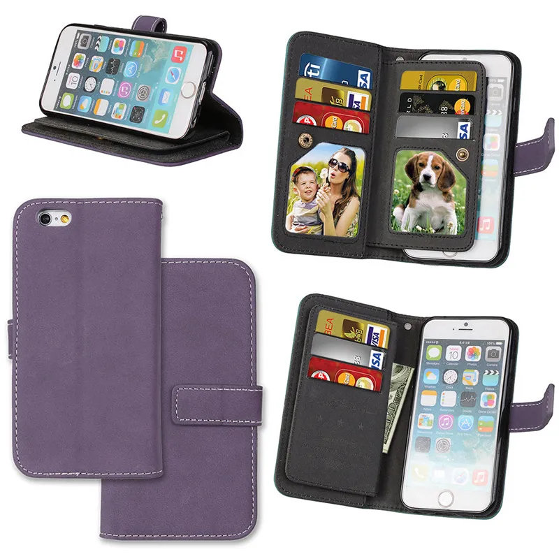 For Apple iPhone 6 Case Luxury leather Flip cover sFor iPhone 6S Multifunction Nine cards Wallet Protective phone bag for iphone6 case cover40