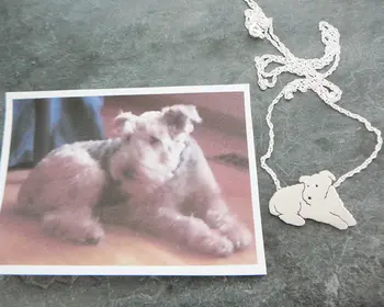 

Newest Custom Pet Portrait TaGette Necklace ..Silver Dog silhouette Jewelry Memoralize Airedale Keepsake--12 pcs/Lot
