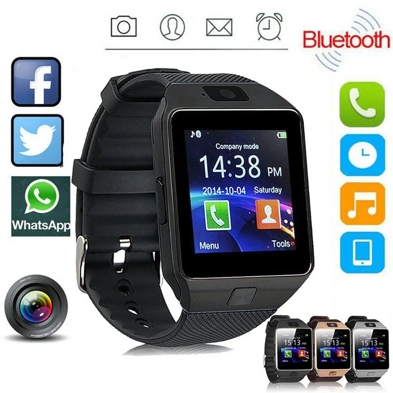 

DZ09 Bluetooth clever Wrist Watch Phone + Camera clock For iPhone Android Mobile Phone Bluetooth SIM TF Card Camera