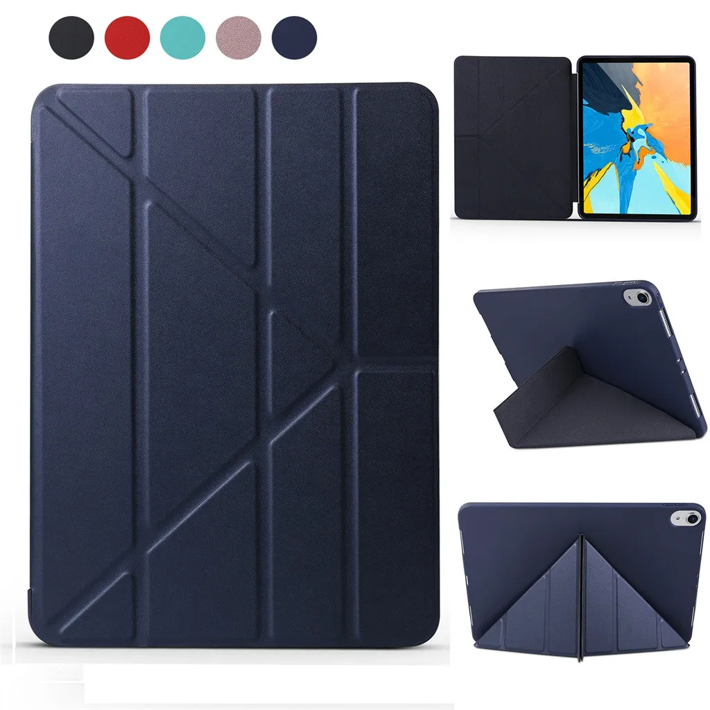 Folding Folio Case for iPad Pro 11 2018 Soft Silicone PU Leather Flip
