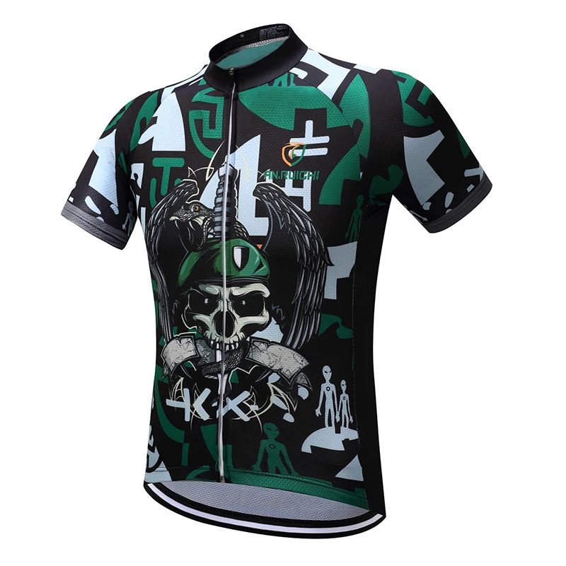 

Summer Cycling Jersey Camouflage Green Skull Print Breathable Quick Dry Short Sleeve Riding Jerseys Customized/Wholesale Service