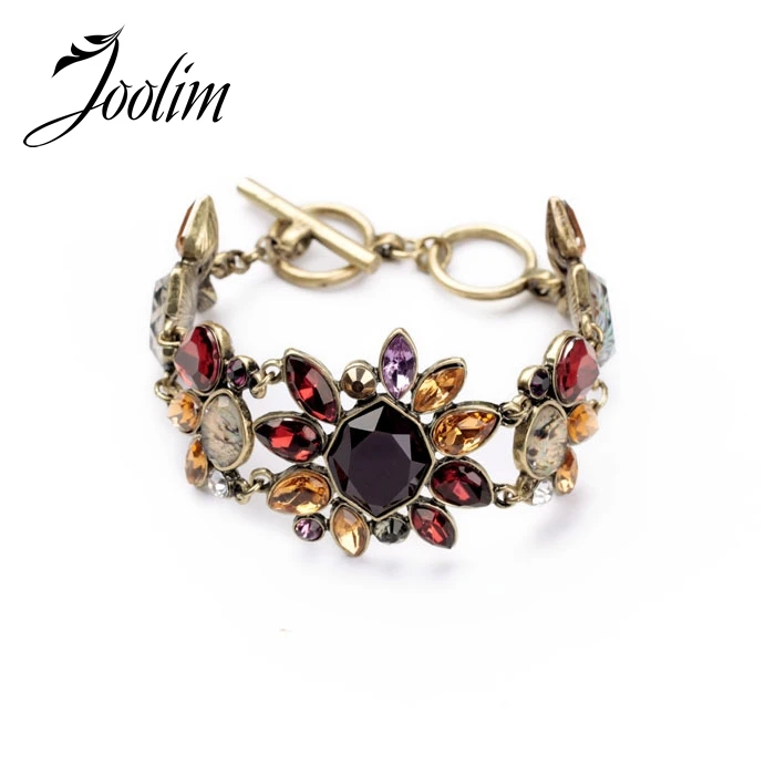 

JOOLIM High End Statement Bracelet Vintage Flower Charm Bracelet Gift For Women Free Shipping Nickel and Lead Free