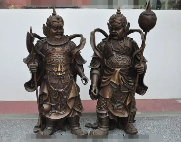 

S03974 21" china bronze Classical Soldier Generals Qinshubao Weichigong Door God statue (A0321)
