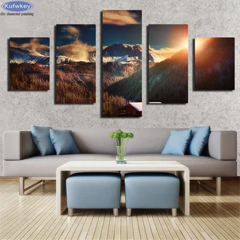 

100% Full Diamond Embroidery 5 Piece Ice Mountain 5D DIY Diamond Painting Cross Stitch Picture Pasted Rhinestone Mosaic Crafts