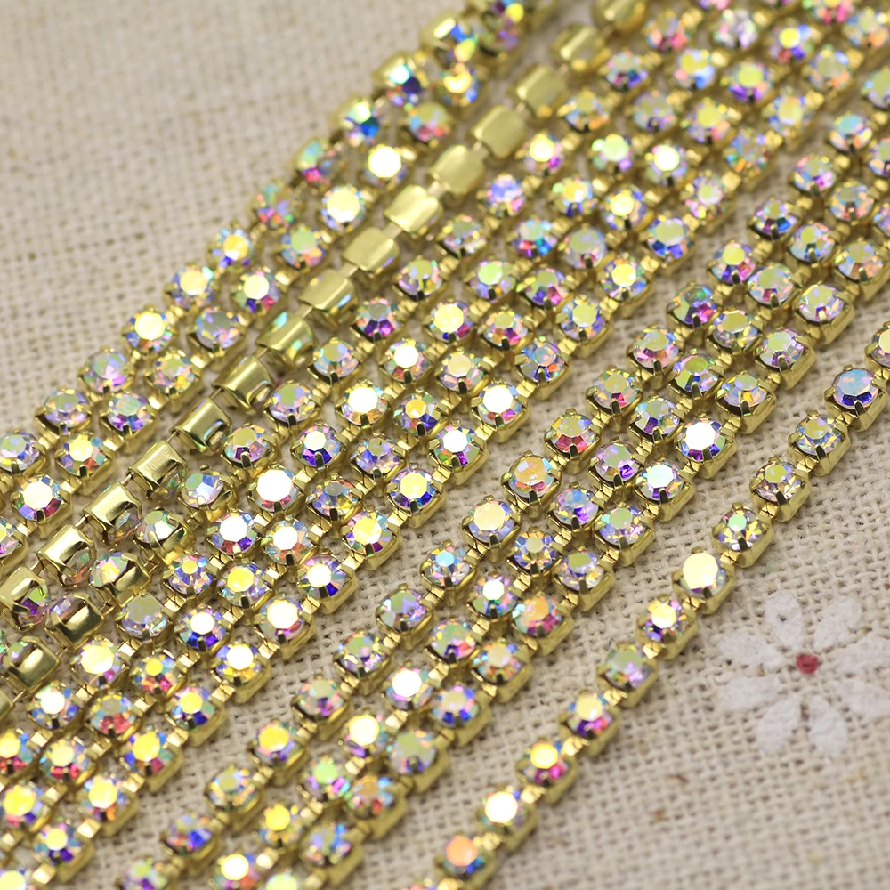 Single-row Strass Glass Crystal Rhinestones Claw Cup Chain Trims DIY