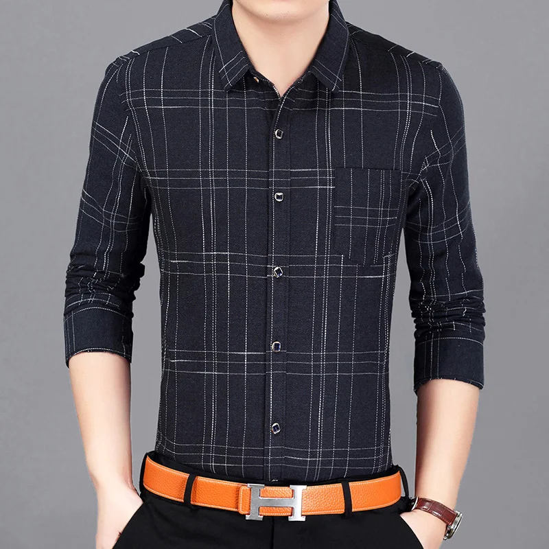 2017 Plaid Men Shirts Tailoring Slim Fit M 3XL Cotton Mens