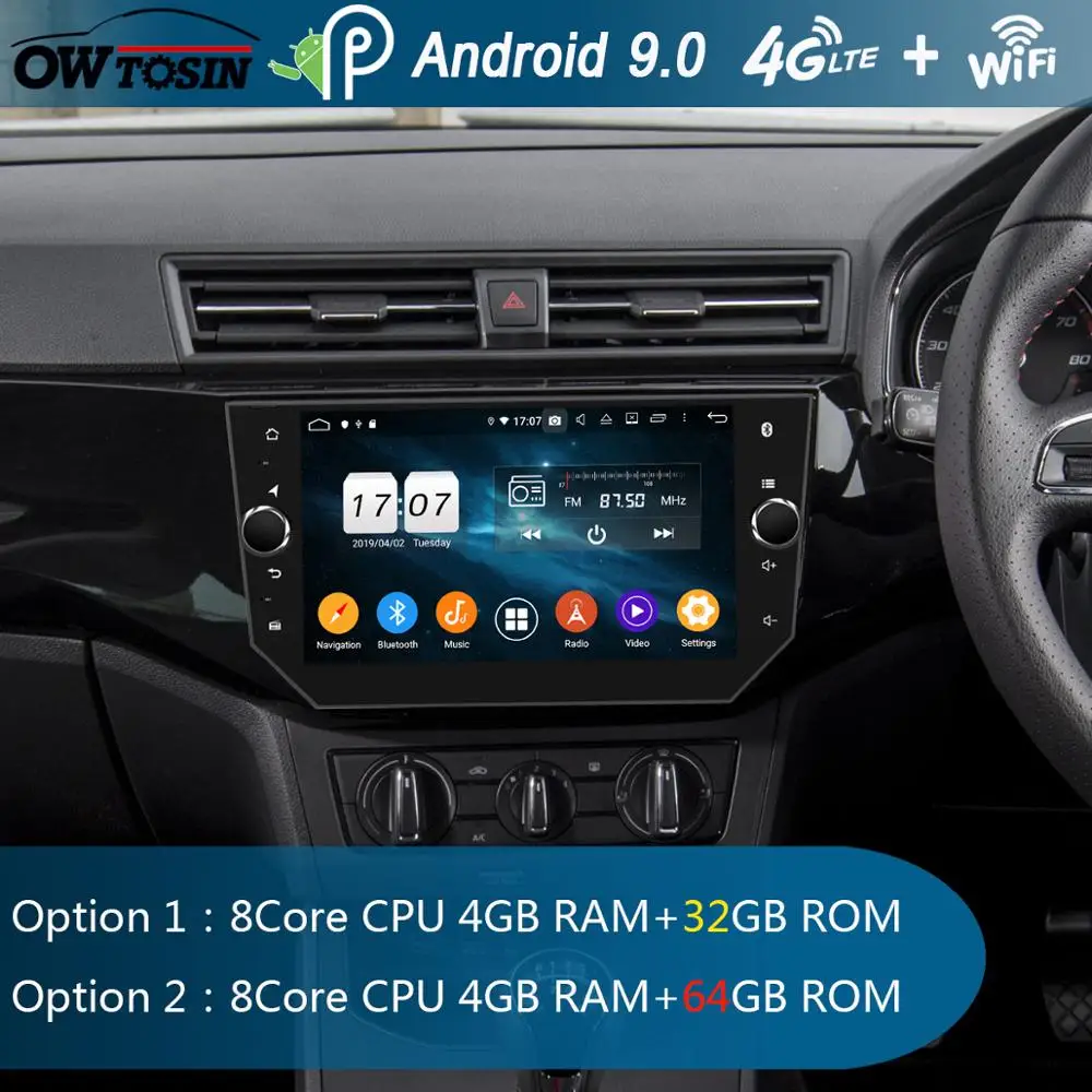 1920*1080 " ips 8 Core 4G+ 64G Android 9,0 Автомобильный мультимедийный стерео плеер для Seat Ibiza gps Радио DSP CarPlay Parrot BT