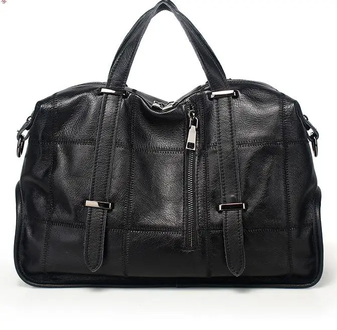 Женская сумка из воловьей кожи, сумка-портфель с верхней ручкой, вместительная сумка на плечо, Повседневная/деловая сумка, сумка большого размера, большая сумка - Цвет: Черный