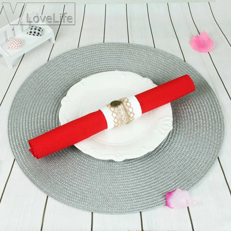 

Table Round Placemat Weave PP Dining Napkin Mats Bowl Pad Hotel Cutlery Table Decoration Tray Mat Braided Style Placemat