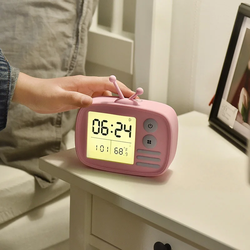 Portable Multi-function Portable Alarm Clock Lamp night light Support Temperature Voice Control Clock Lamp