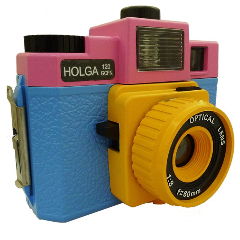 Holga 120 Gcfn Camera Glass Optical Lens & 4 Color Flash ( Cmy C