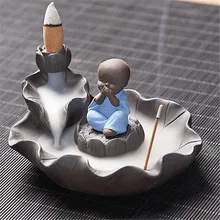 Маленький монах лотоса водопад курильница для благовоний горелка Чайный дом офис домашнее украшение ароматерапия фиолетовая глина держатель для ароматических палочек