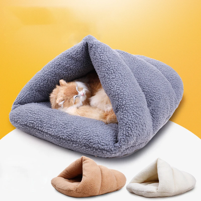 

Hot sell Fleece Pet Mat Winter Warm Nest Pet Cat Small dog Kennel Bed Sofa Sleeping Bag House Puppy cat Cave Beds Cat supplies