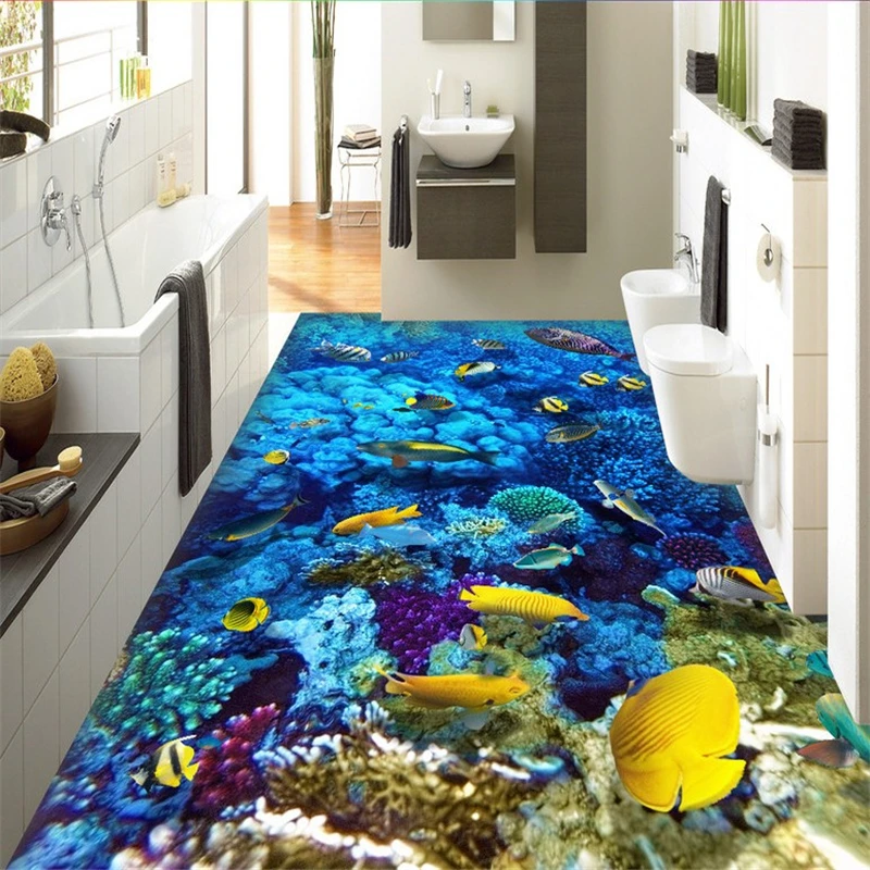 beibehang Photo Wallpaper Underwater World Landscape Living room Bedroom Floor 3D PVC Self-adhesive Waterproof Mural Wall paper