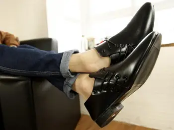 

Shoes men Spring 2018 New model Genuine leather shoes Black 39-45 Slip-on men shoes Free shipping