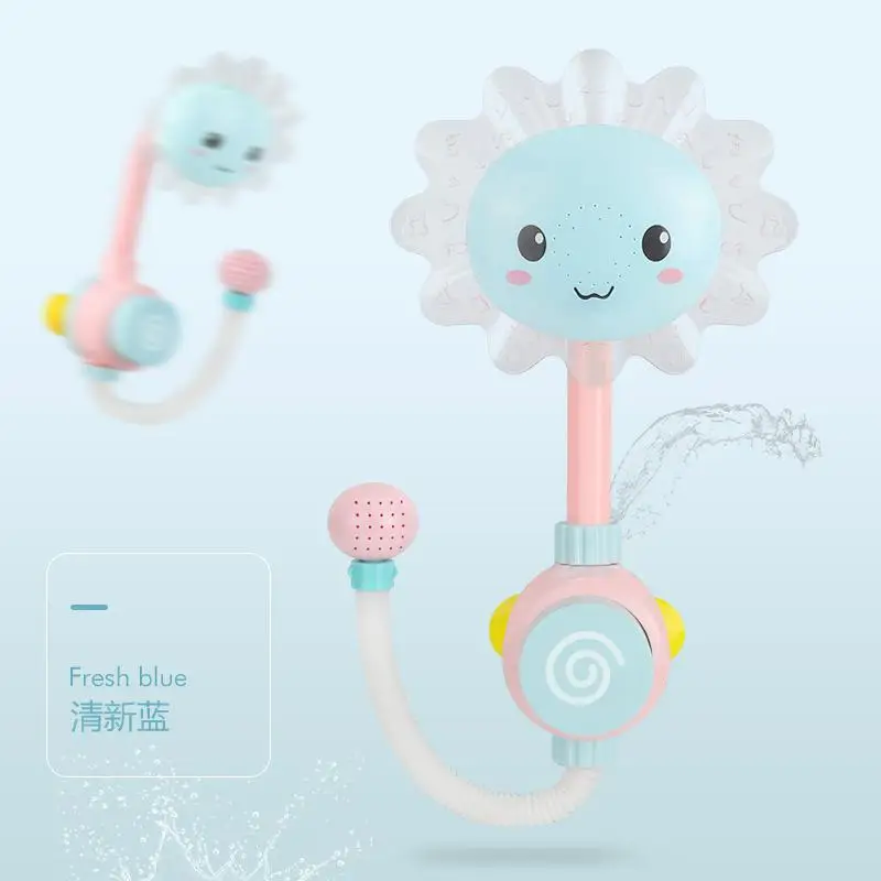 Детская игрушка для ванны с подсолнухом, душ для ванны, купальные носики, присоски, складной спрей-кран, игрушки для ванной, солнечные цветы, водные игрушки - Цвет: 1pcs blue