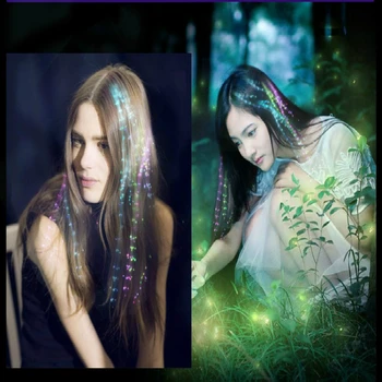 

10pcs/lot Pretty Flash LED Hair Light Emitting Fiber Optic Pigtail Braid Plait Luminous Hair KTV Party Prom Supplies headdress