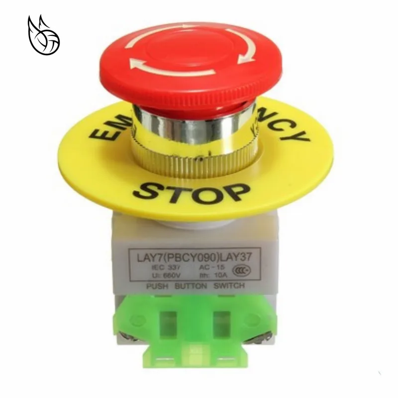 

Red Mushroom Cap 1NO 1NC DPST Emergency Stop Push Button Switch AC 660V 10A Switch Equipment Lift Elevator Latching Self Lock