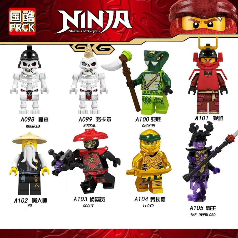 

For Ninja juguetes Kai Jay Cole Zane Nya Wu The overlord Lloyd Snake With Weapons Building Blocks Figures Toys