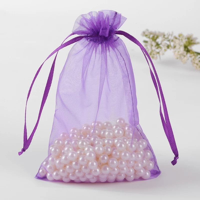 Purple Organza Bags 20x30cm 50pcs/Lot Large Drawstring Gift Pouch Bags For Wedding Christmas ...